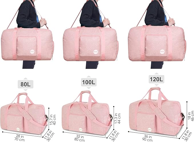 WANDF Foldable Travel Duffel Bag 60-120L Duffle Carry on for Women and Men-StrideForce Fitness