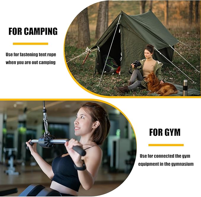 30PCS 3" Black Heavy Duty Spring Snap Hook, M8 5/16" Galvanized Steel Snap Hook Carabiner Quick Link Carabiner Clip, 500LBS Holding Capacity Quick Link Keychain for Swing Hammock Gym Outdoor-StrideForce Fitness