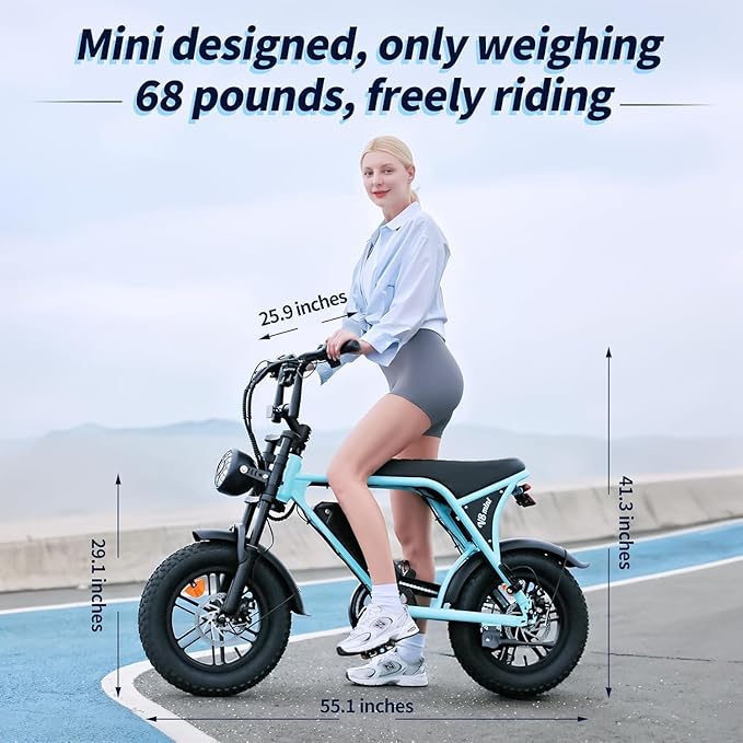 Electric Bike for Adults, Fat Tire EBike, 36V 10.4Ah Removable Battery, 500W Upgrade Motor, 20MPH Commuter Bike, V8 Mini Electric Bicycle for Mountains, Snow, Sand, Road-StrideForce Fitness