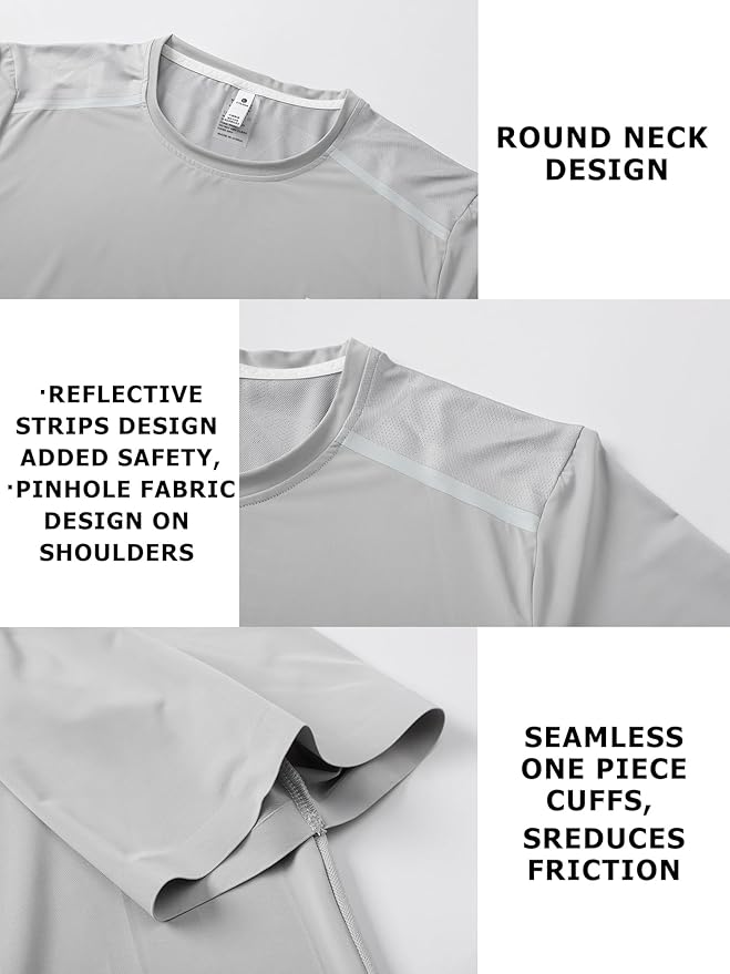 Mens Seamless Workout T-Shirts Lightweight Moisture Wicking Running Hiking Camping Tennis Pickleball Shirts for Men-StrideForce Fitness