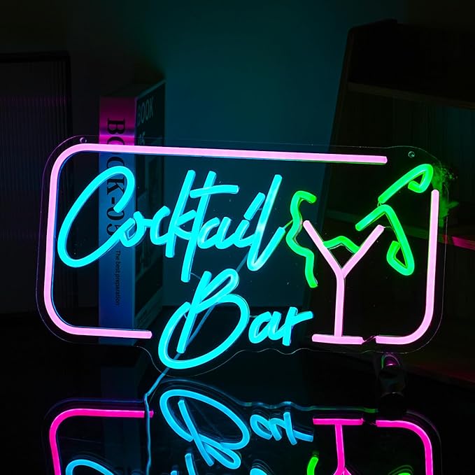 Cocktail Bar Neon Sign for Wall Decor Led Women Sign USB Goblet light up sign Dimmable Cocktail neon Light for Bar Club Pub Store Home Decor-StrideForce Fitness