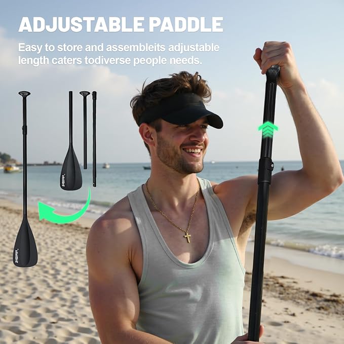 10' Inflatable Stand Up Paddle Board, Ultra-Light Wide Yoga Board for All Skill Levels with Premium SUP Paddleboard Accessories, 84L Waterproof Bag, Non-Slip Comfort Deck for Youth & Adults-StrideForce Fitness