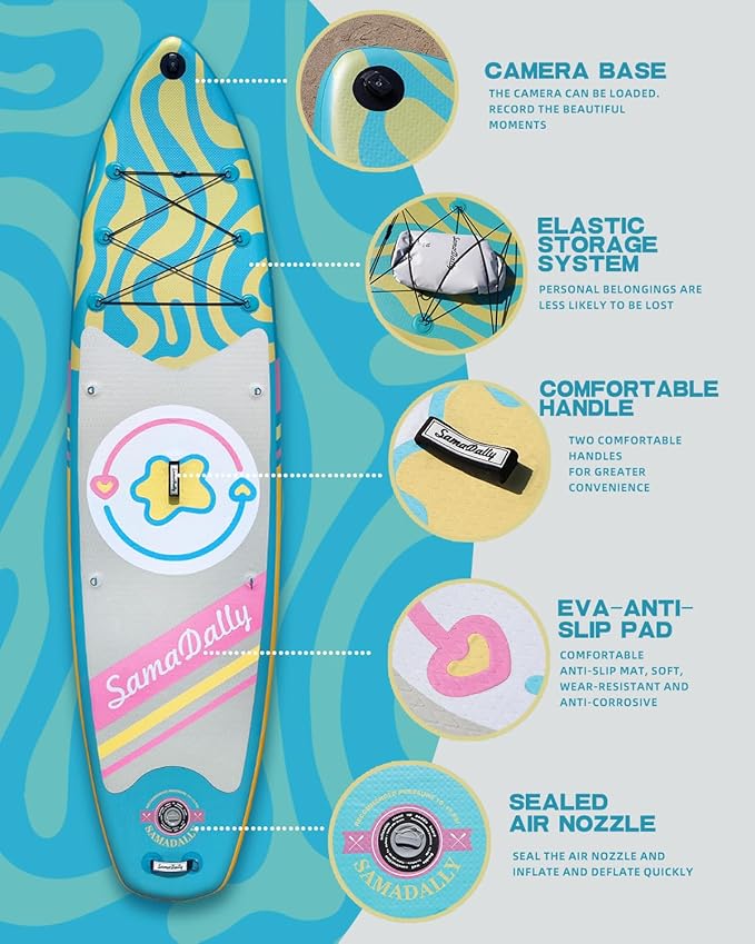 11'Stand Up Paddle Boards Surf Control with Premium SUP Board Accessories Backpack & Removable Fins, 34" Wide Inflatable Paddle Boards of All Skill Levels-StrideForce Fitness