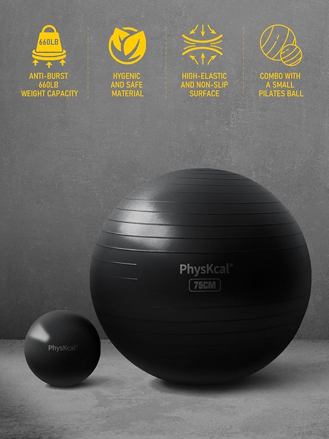 Yoga Ball for Exercise, Pilates Set, 4 Sizes Fitness Ball for Workout, Birthing, Pregnancy, Physical Therapy- Pump Included-StrideForce Fitness