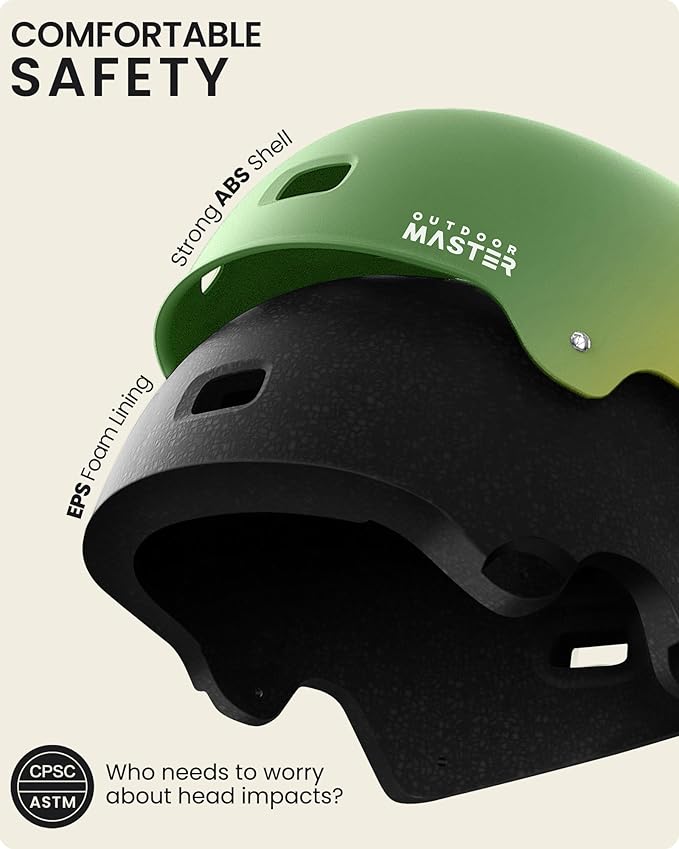OutdoorMaster Skateboard Cycling Helmet - Two Removable Liners Ventilation Multi-Sport Scooter Roller Skate Inline Skating Rollerblading for Kids, Youth & Adults-StrideForce Fitness
