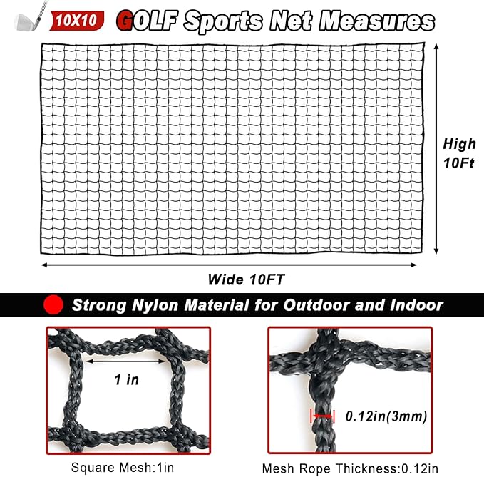 Sports Netting - Heavy Duty Ball Net for Golf, Baseball, Hockey, Soccer-StrideForce Fitness