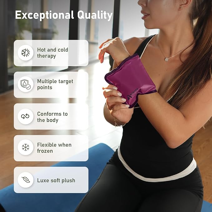 Small Soft Ice Packs for Injuries Reusable - Hot and Cold Flexible Gel Ice Packs Reusable for Ankle, Hand, Wrist, Head Pain Relief - 5" x 10" - 2PK - Purple-StrideForce Fitness