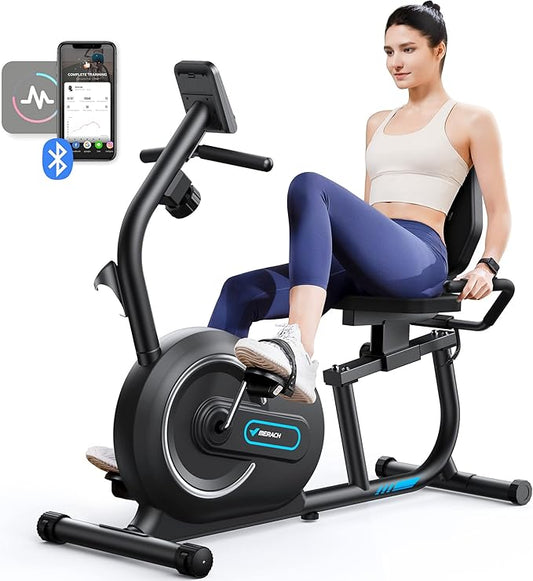 MERACH Recumbent Exercise Bike for Home with Smart Bluetooth and Exclusive App Connectivity, LCD, Heart Rate Handle, Magnetic Recumbent Bikes S08/S23-StrideForce Fitness