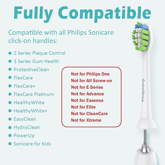 Replacement Toothbrush Heads for Philips Sonicare Click-on Electric Brushhead Blackwhite 8 Pack
