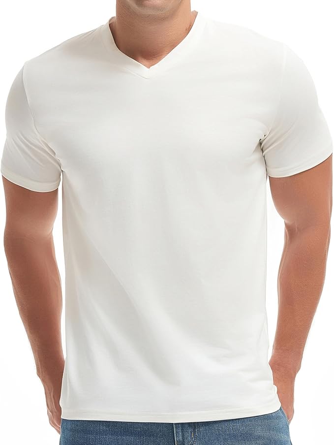 VEIISAR Premium V Neck T Shirts for Men - Modern Fitted Tees Vneck Undershirts-StrideForce Fitness