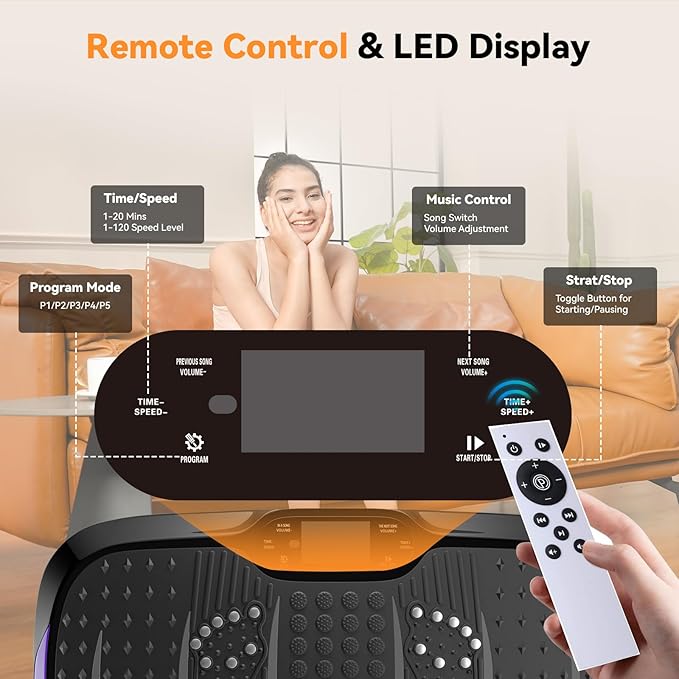 UCIN Vibration Plate Exercise Machine, Vibration Plate for Lymphatic Drainage, 330 Lbs Capacity Vibrating Plate for Weight Loss Home Fitness with Resistance Bands/Pilates Ball-StrideForce Fitness