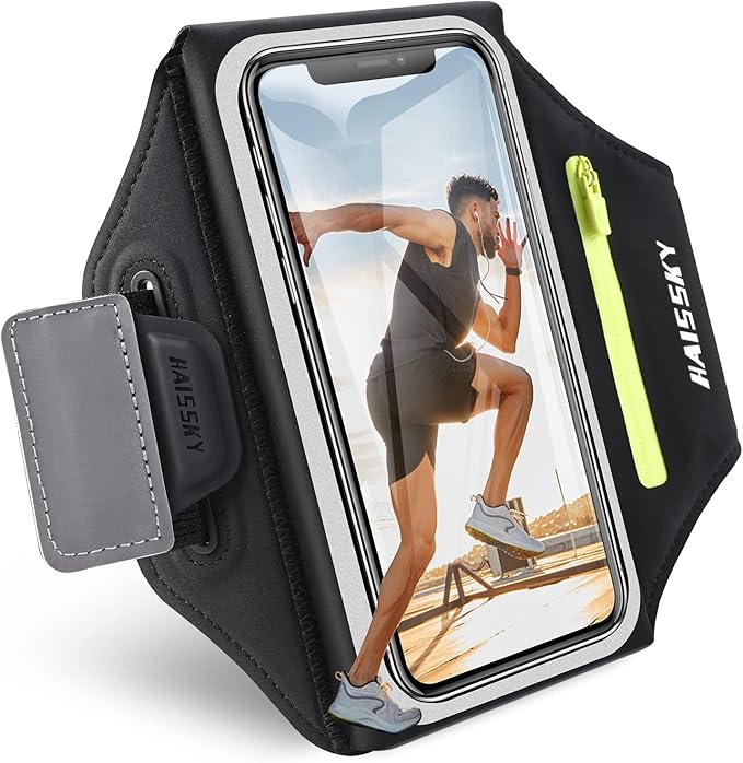 Running Armband [3D Design] with Key Pouch, Running Phone Holder for iPhone 16 15 14 13 12 11 Pro Max Plus, Samsung S25 S24 S23 S22 [Up to 6.9 Inch], Gym Workouts Sports Arm Band with Card Holder-StrideForce Fitness