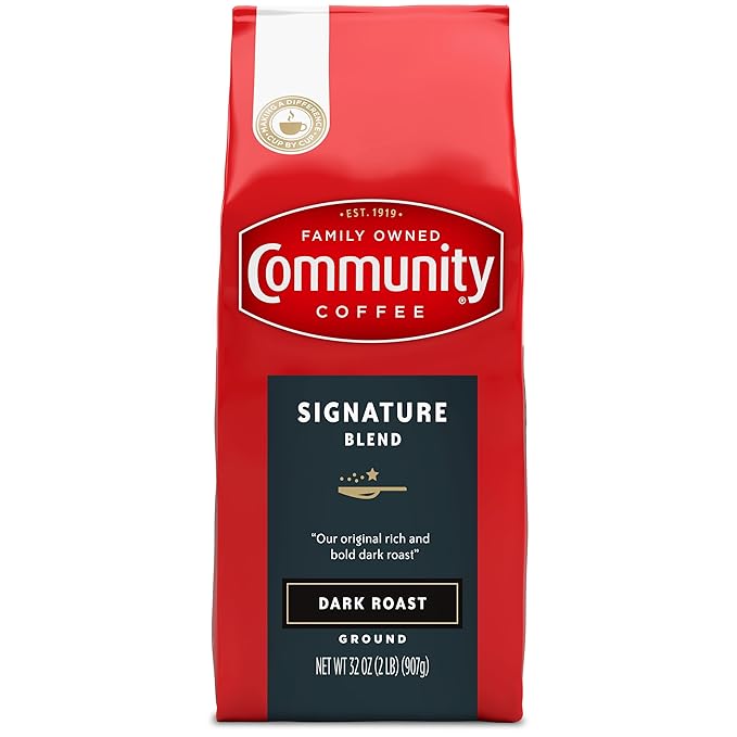 Community Coffee Signature Blend, 128 Ounces Ground Coffee, Dark Roast, 32 Ounce Bag (Pack of 4)-StrideForce Fitness
