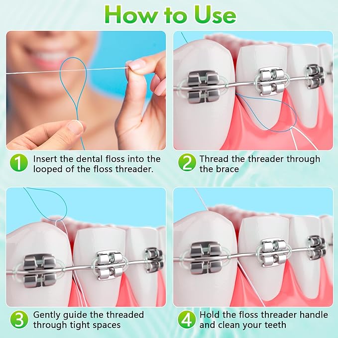 Floss Threaders, Orthodontic Threader, Ultraclean Access Tool for Maintaining Oral Health with Braces, Bridges, and Implants 250 Count
