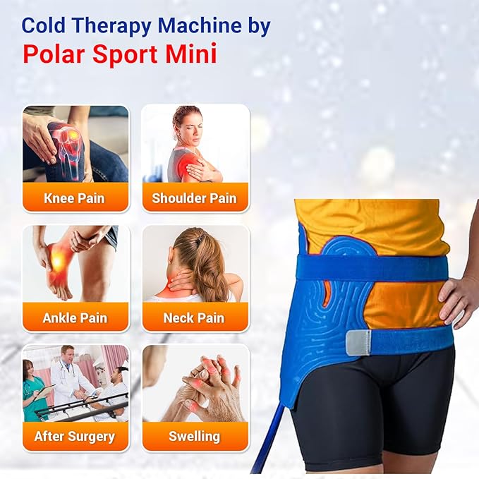 Cold Therapy Machine by Polar Sport - Ice Water Circulation System with Large Adjustable Cold Pad for Pain in The Knee, Shoulder, Ankle, Neck and Recovery After Surgery with Pump (Mini)-StrideForce Fitness