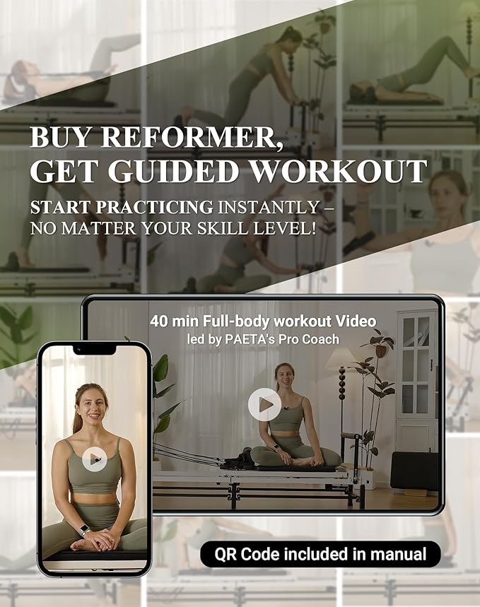 PAETA Pilates Reformer, Foldable Reformer Pilates Machine with Music Wire Springs, Pilates Equipment for Home Workouts with Jump Board, Up to 400 LBS-StrideForce Fitness