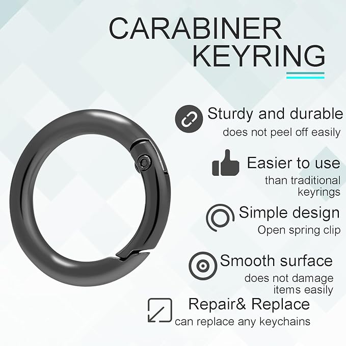 10 Pack 3/4 Inch Trigger Spring O Rings, Metal Round Carabiner Clip Snap Hook, Spring Keyring Buckles for Replacement Purse Strap, Paracord Lanyard Clips, Keychain Rings Hardware DIY Crafts Making-StrideForce Fitness