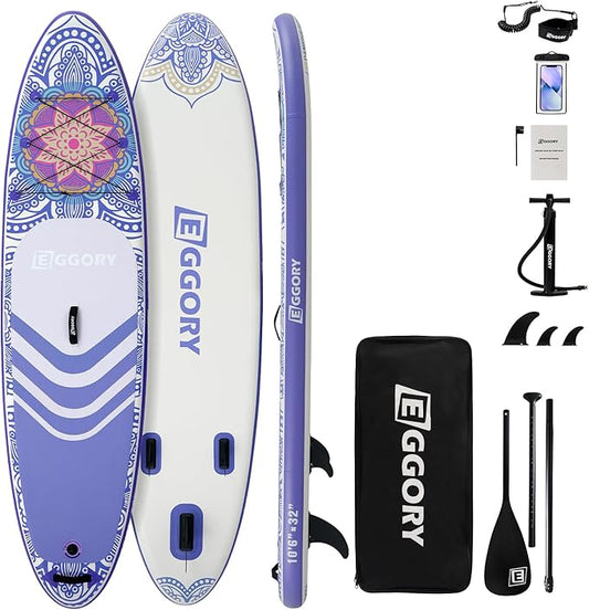 Inflatable Paddle Board,Stand Up Paddle Board Set, Extra Wide SUP Board with Removable Fin, Floating Paddle, Hand Pump, Waterproof Phone Pouch,Traveling Board-StrideForce Fitness