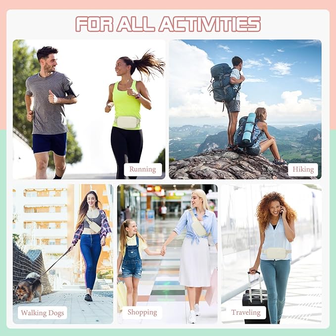 MoKo Fanny Packs for Women Men, Fashion Running Waist Packs, Crossbody Mini Bag Fanny Pack Belt Bag with Adjustable Strap for Running Outdoors Workout Travel Hiking Cycling-StrideForce Fitness