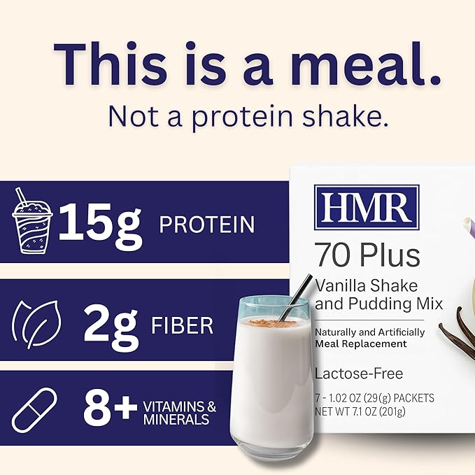 HMR 70 Plus Vanilla/Chocolate Shake & Pudding Mix | Meal Replacement Powder | Lactose-Free | 15g Protein | Easy to Make | Low Calorie | 7 Servings Per Box-StrideForce Fitness