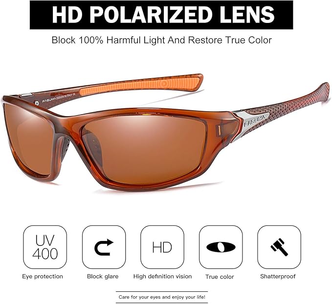 FAGUMA Sports Polarized Sunglasses For Men Cycling Driving Fishing UV400 Protection-StrideForce Fitness