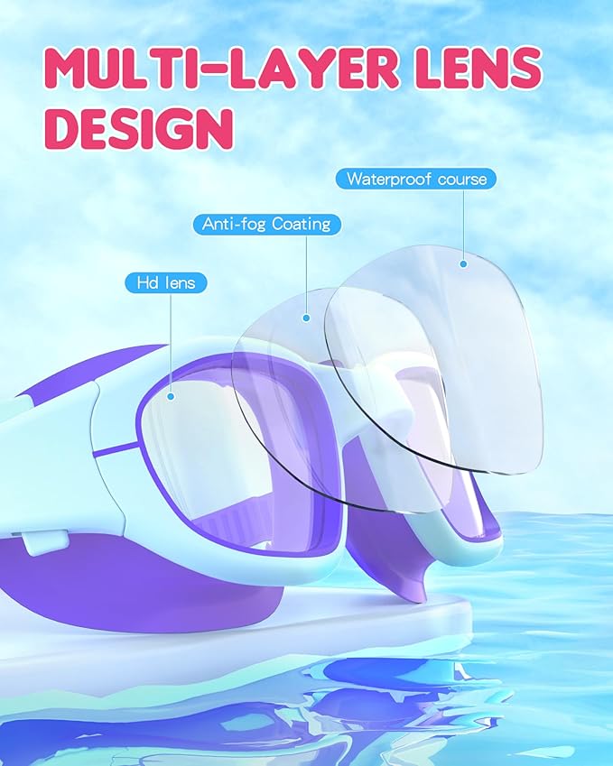 Kids Swim Goggles,Swimming Goggles for Kids 6-14, Anti-Fog UV Protection Pool Glasses for Boys Girls-StrideForce Fitness