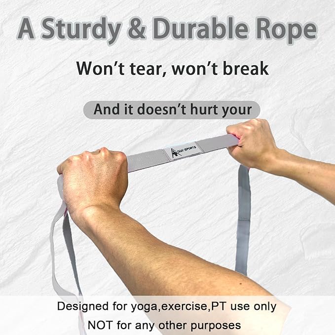 Stretching Strap Yoga Strap with Loops, Stretch Straps for Physical Therapy, Non-Elastic Exercise Strap for Pilates, Dance and Gymnastics with Workout Guide-StrideForce Fitness