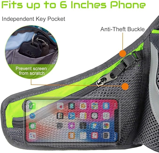 PYFK Running Belt Hydration Waist Pack with Water Bottle Holder for Men Women Waist Pouch Fanny Bag Reflective-StrideForce Fitness