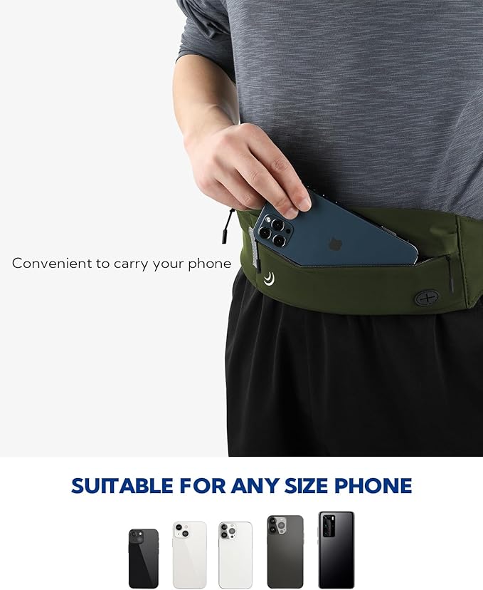 WATERFLY Running Belt Fanny Pack: Runner Marathon Jogging Waist Pack Sport Workout Exercise Fitness Phone Holder Belt for Men Women Jogger Slim Waistband-StrideForce Fitness