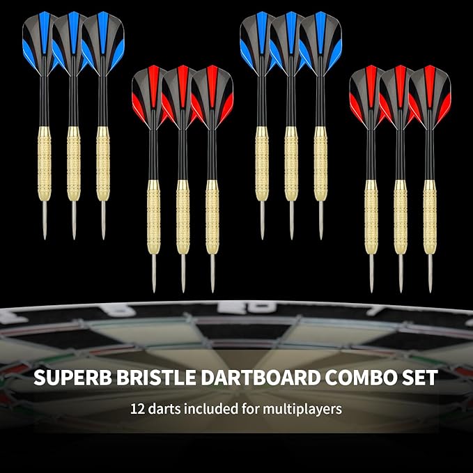 EVA Dartboard Surround Wall Protector, Sisal/Bristle Dartboard and 18g Steel Tip Darts Set Optional-StrideForce Fitness