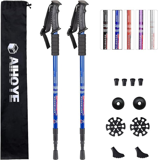 Aihoye Hiking Trekking Poles, 2 Pack Collapsible, Lightweight, Anti Shock, Walking Sticks, Adjustable Hiking Pole for Men and Women-StrideForce Fitness