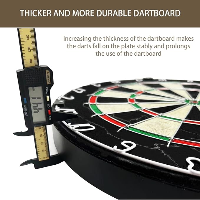 Bristle Dart Board Set, Professional Dart Board 18" with 6pcs 18g Darts Outdoor Dartboard Set, Compressed Sisal Metal Wire Board with Rotating Number Ring-StrideForce Fitness