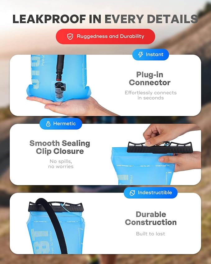 UTOBEST Hydration Bladder,TPU Water Bladder,Water Bladder for Hiking Backpack,BPA Free,Wide Opening,Leak-Proof,Water Reservoir for Hiking Cycling Camping Running-StrideForce Fitness