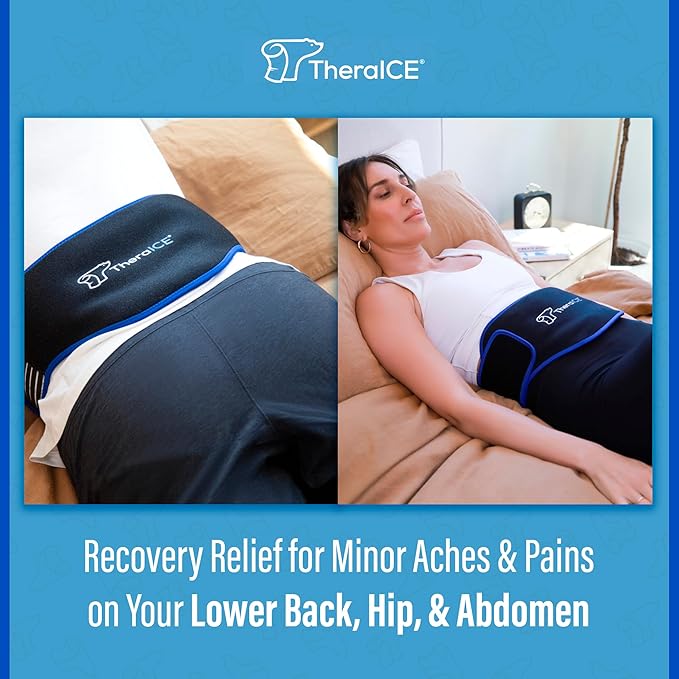 TheraICE Ice Pack for Back Pain Relief | Reusable Lower Back Wrap for Hot or Cold Therapy | Relief for Lower Lumbar, Sciatic Nerve, Herniated or Degenerative Disc, Coccyx, Tailbone Pain 2 Pack-StrideForce Fitness