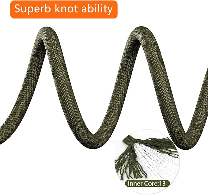 X XBEN Outdoor Climbing Rope 10M(32ft) 20M(64ft) 30M(96ft) 50M(160ft) 70M(230ft) 152M(500FT) 352M(1000FT) Static Rock Climbing Rope for Escape Rope Ice Climbing Equipment Fire Rescue Parachute-StrideForce Fitness