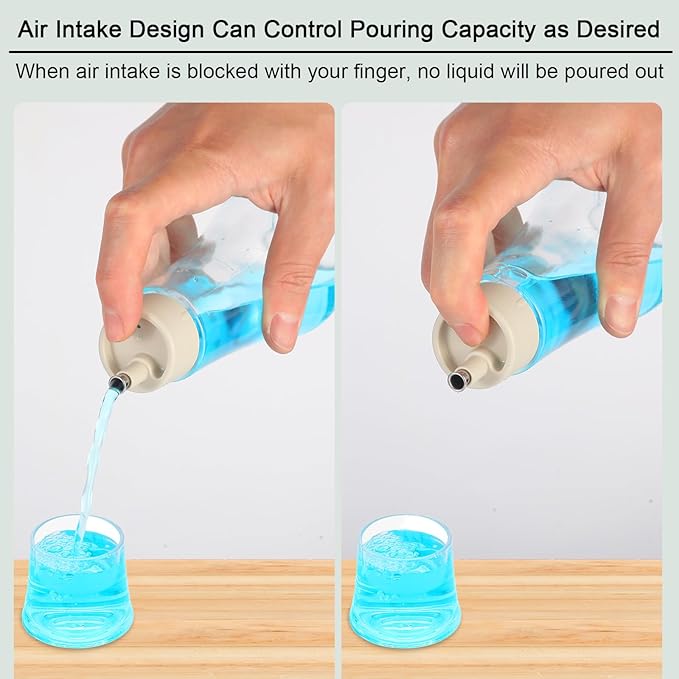 Tiyafuro 2PCS Glass Mouthwash Dispenser for Bathroom, 8.8OZ Mouth Wash Container Bottle with Lid Cup, Small Clear Refillable Mouthwash Holder Decanter for Countertop, Multifunctional Glass Bottle