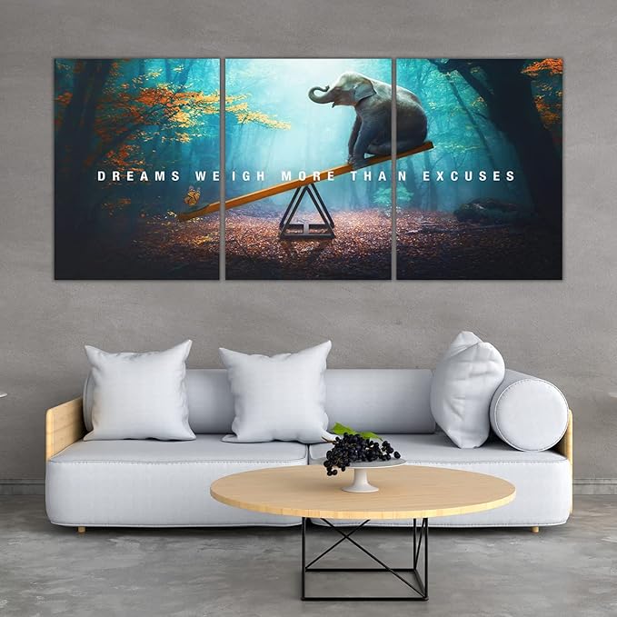 Yetaryy Motivational Poster Inspirational Wall Art 3 Pieces Canvas Painting Lion Artwork for Living Room Office Modern Home Decor Prints Pictures Wall Decor Framed Ready to Hang [36''Wx 16''H]-StrideForce Fitness