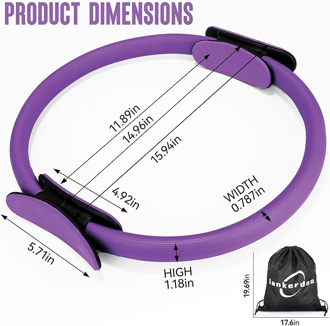 Pilates Ring Fitness Circle 14" Yoga Rings Magic Circle with Dual Padded Handles for Toning Arms, Thighs/Legs & Core，Home Exercise Equipment ﻿-StrideForce Fitness