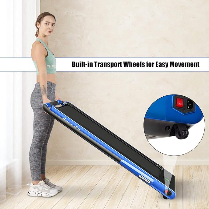 GYMAX Walking Pad, 2 in 1 Free Installation Under Desk Treadmill with Smart App, Remote Control & LED Display, 2.25HP Foldable Portable Compact Running Machine for Small Spaces Home Office-StrideForce Fitness