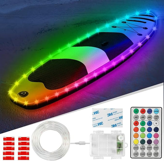 Kayak Paddle Board Lights Kit, IP68 Waterproof Dream Color SUP Glow Light with Remote, Battery Powered Kayak Lights for Night Kayaking SUP Canoes, Marine Pontoon Boats Light (26FT)-StrideForce Fitness