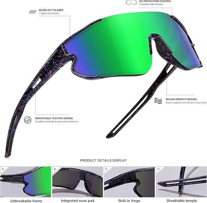 Kids Baseball Sunglasses for Boys Girls Youth Softball Cycling Sports Sunglasses UV400 Protection Age 5-12-StrideForce Fitness