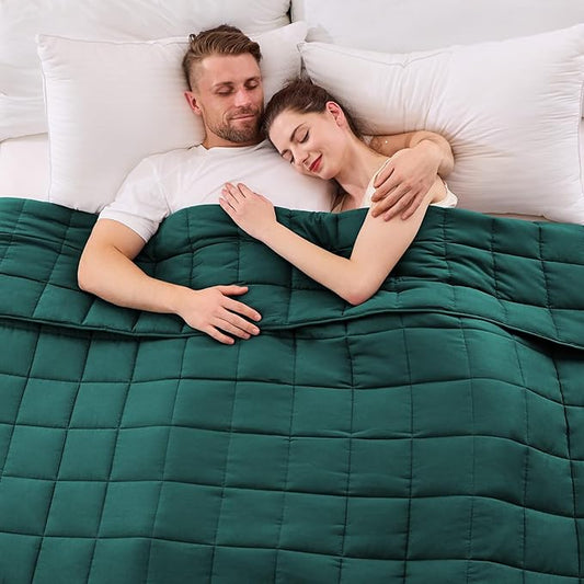 King Size Weighted Blanket for Adults (20 lbs, 80” x 87”, Dark Green) Cooling Heavy Blanket for Sleeping Perfect for 190-210 lbs, Breathable Blanket for Adults & Couple All Season, Machine Washable-StrideForce Fitness
