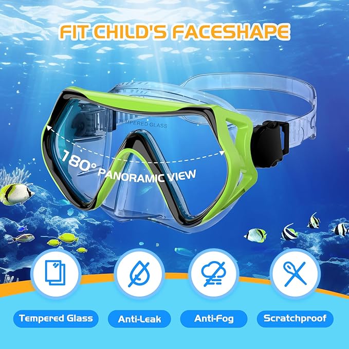 Snorkeling Gear, Dry Snorkel Set180° Panoramic Wide View,Anti-Fog Scuba Diving Mask, Professional Snorkeling Gear for Free Breathing, Swimming, Diving-StrideForce Fitness