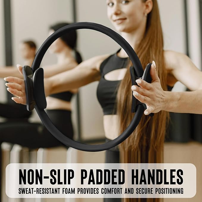 Pilates Ring Fitness Circle 14" Yoga Rings Magic Circle with Dual Padded Handles for Toning Arms, Thighs/Legs & Core，Home Exercise Equipment ﻿-StrideForce Fitness