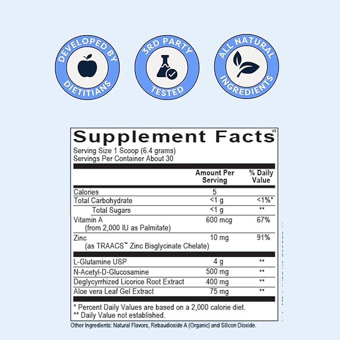 The Gut Soother L-Glutamine Powder Supplement: Restore Gut Lining, Soothe Digestive Discomfort While Promoting Overall Gut Health, 30 Servings (Vanilla)-StrideForce Fitness