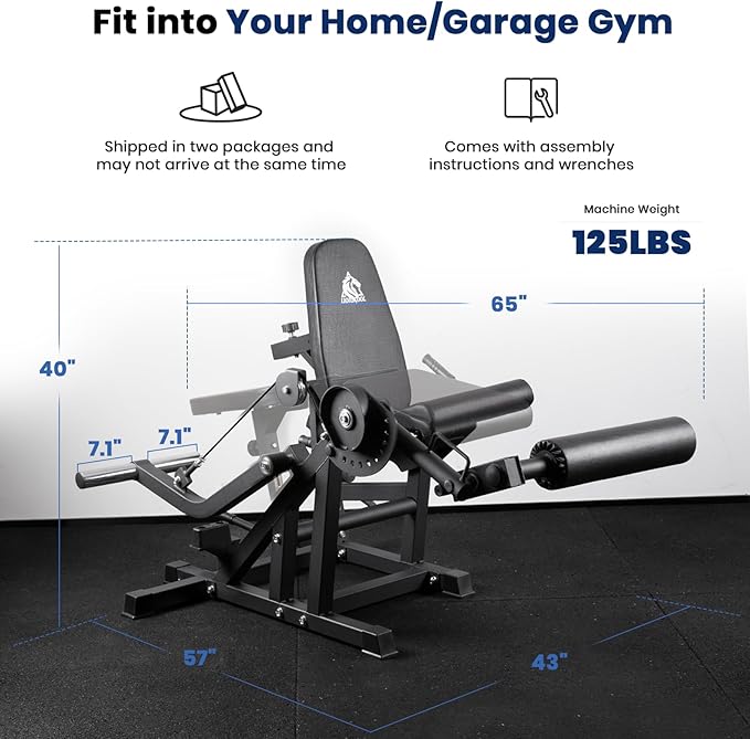 LIONSCOOL Leg Extension and Curl Machine V4.0, 1100lbs Capacity Adjustable Seated Leg Extension, Lying Leg Curl Bench, Cable Operated 2” Plate Loadable Lower Body Exercise Equipment for Home Gym-StrideForce Fitness
