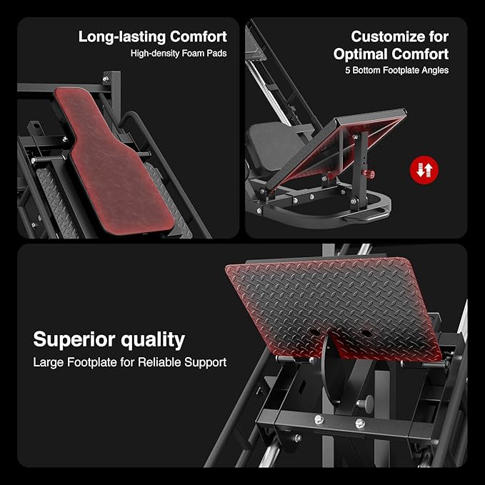 Dripex Leg Press Machine, Leg Press Machines for Home Gym, Professional Leg Press Hack Squat Machine Combo with 4 Weight Plate Storage Holders for Full Lower Body Workout-StrideForce Fitness