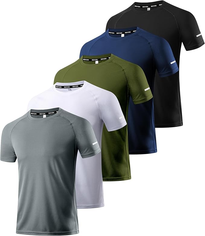 Boyzn 1, 3, 5 or 7 Pack Men's Workout Running Shirts, Dry Fit Moisture Wicking T-Shirt, Gym Athletic Short Sleeve Tee Shirts-StrideForce Fitness