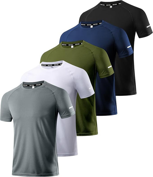 Boyzn 1, 3, 5 or 7 Pack Men's Workout Running Shirts, Dry Fit Moisture Wicking T-Shirt, Gym Athletic Short Sleeve Tee Shirts-StrideForce Fitness