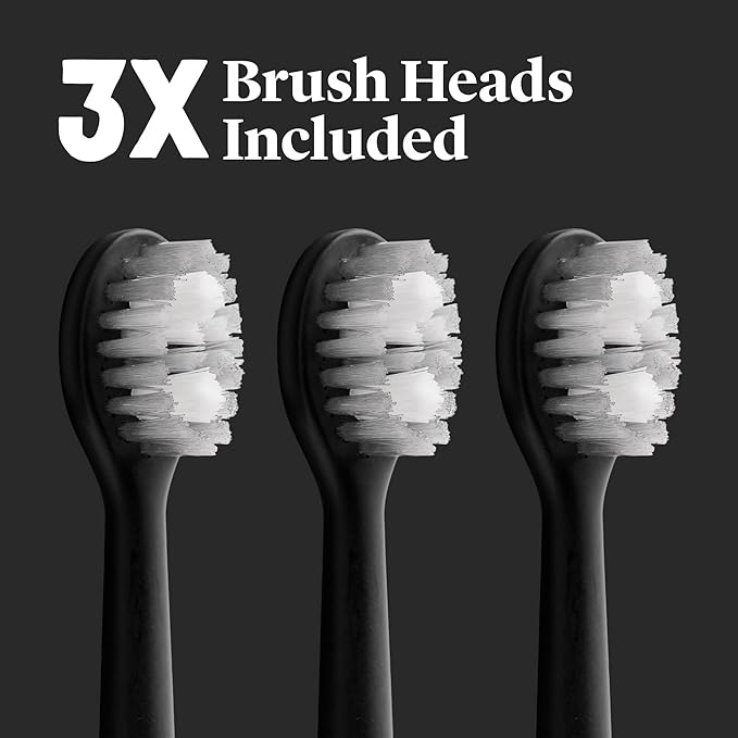 Made by Dentists PRO‑X Replacement Brush Heads – Compatible with PRO‑X Sonic Toothbrush (3 Pack) – Dentist‑Designed, Deep Plaque Removal, Soft Bristles, Travel‑Ready, Black